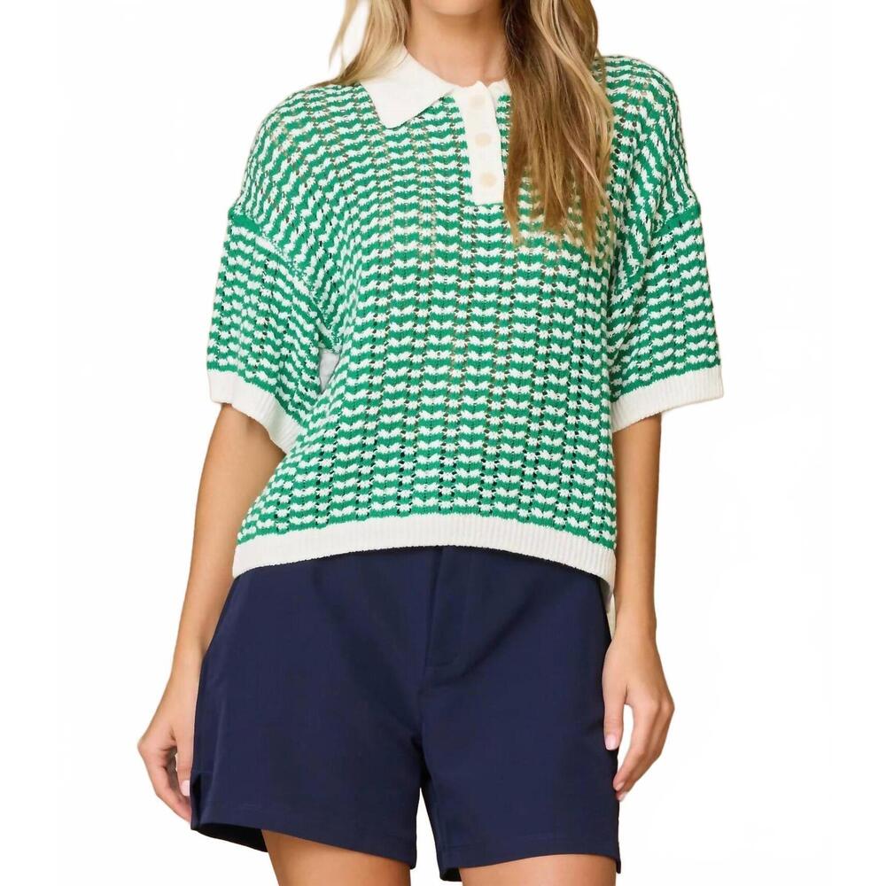 NEW STITCHES & STRIPES tinsley polo top in chalk combo